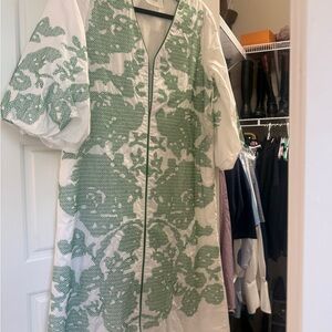 Tuckernuck Green and White Long Sleeve Dress